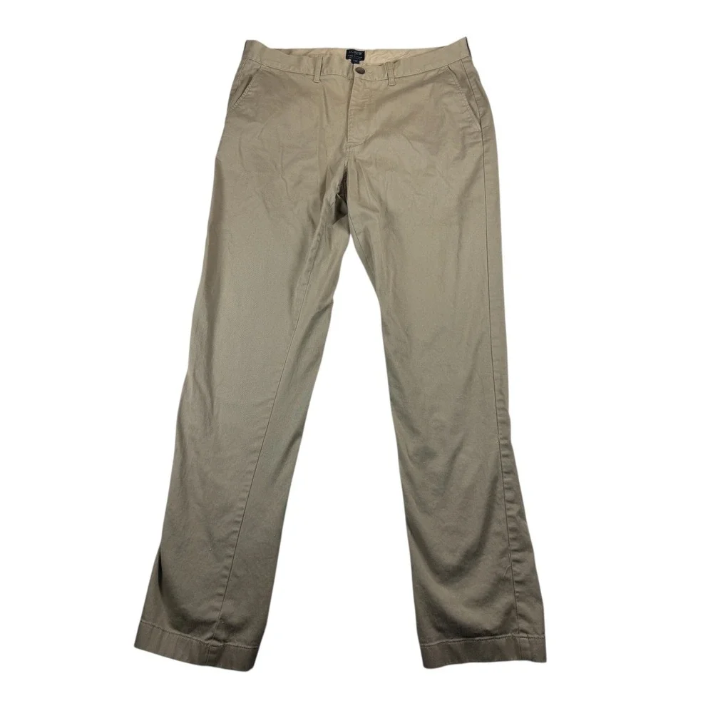 J. Crew‎ Flex Sutton Mens Khaki Pants Size 34x32 Cotton Blend Casual Trousers